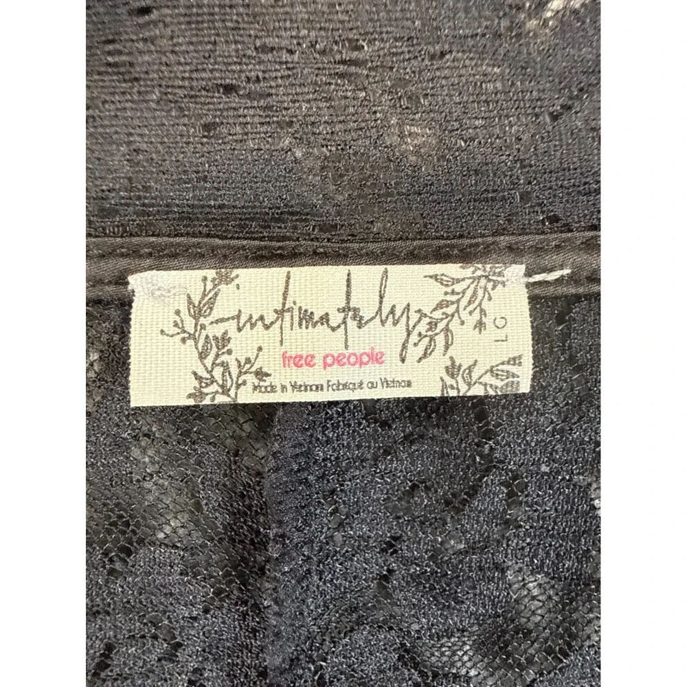Free People Intimately Daylight Cardi Lace Romantic Top Size L Blk Floral Sheer